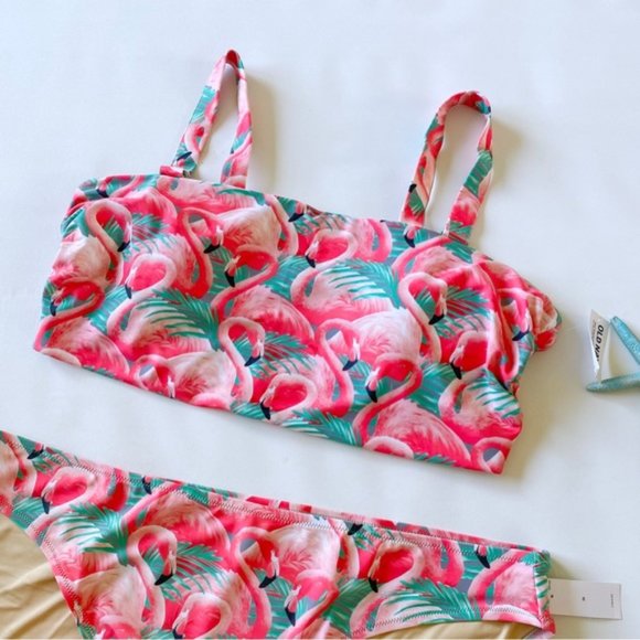 Old Navy | Bandeau Bikini 2-Piece Swim Set Flamingo Fun Pink New 3X Plus Size - Picture 5 of 14